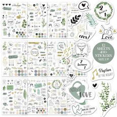 [ 940110 ] BIROYAL 스크랩북용 XL 웨딩 스티커 12장 | 스크랩북 17 x 24.1cm(6.7 9.5인치) 500개 이상의 신부 약혼 기념일 결혼 장식용