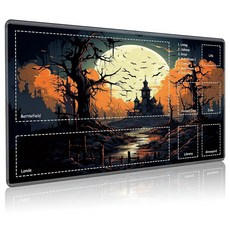 BREIDMKFM 매직 존이 있는 MTG용 플레이매트 61 x 35.6cm(24 14인치) MTG TCG용 게임 플레이 매트 트레이딩 카드 매트 데스크 스티치 가장자리 미끄, 할로윈 나이트 B, 01 Zones