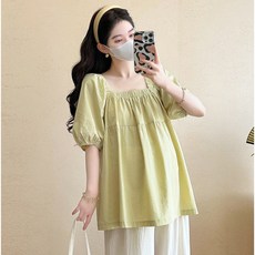 孕婦新款娃娃衫 法式甜美夏季寬鬆純棉孕媽上衣