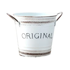 AB33-국가 복고풍 오래된 금속 꽃 양동이 크리 에이 티브 홈 데스크탑 장식 공예 철 작은 냄비, 01 white