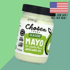 초이스 푸드 100% 퓨어 아보카도 오일로 만든 클래식 마요네즈 12온스 355ml Chosen Foods Classic Mayo Made With Pure Avocado Oi, 1개