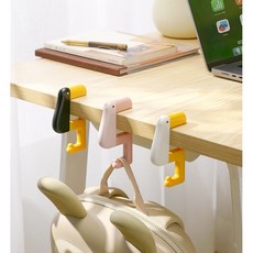 다잇하우스 무타공 오리 책상걸이 휴대용 가방후크 고리거치대 책가방걸이, 1개, 아이보리