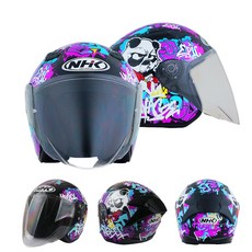 NHK S1 GP PRO 그래픽 시리즈 헬멧 듀얼바이저 오픈 페이스 하이바 오토바이 바이크 닌자 게이샤, 뮤랄 블랙 토스카