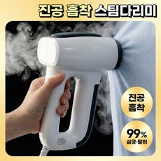마이크로스팀 진공 흡착 흡입 핸디형 스팀다리미 99.9%살균 탈취 + 거치대, 화이트, -