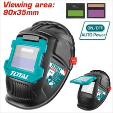 TOTAL 自動變光焊接面罩 TSP9309 顯示區域: 90x35mm ON/OFF 自動電源, 1個
