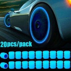 야광 휠 타이어 에어 캡 커버 형광 야광 타이어 밸브 캡 자동차 SUV 오토바이 트럭용 스템, [20] 20pcs blue