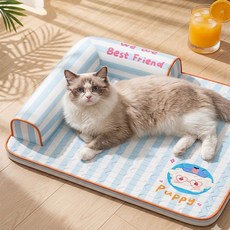 비바로싸 강아지 고양이 쿨매트 논슬립 냉감 여름 매트, 블루, 1개
