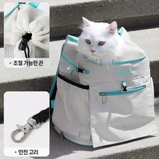 VERTEX 반려동물 프론트백 강아지 고양이 포대기 외출 이동가방, 1개, 화이트 블루