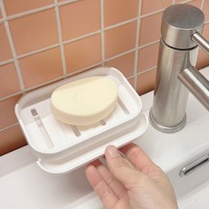 비누받침 물빠짐 좋은 물받침 있는 부착형 무타공, 1개, 화이트