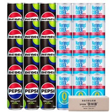 펩시콜라제로190ml 나랑드사이다제로180ml 2가지맛 각15캔 총30캔, 190ml, 30개