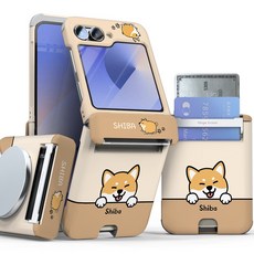 이디즌 갤럭시 Z플립 5 / Z플립 6 플립 7 케이스 컬러 빼꼼퍼피 귀여운 디자인 슬림 카드 2장 수납 힌지보호 충격방지 지플립 5 6 7