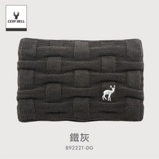 【體溫魔術師】條紋麋鹿刺繡雙層圍脖 時尚百搭保暖圍巾 秋冬舒適脖圍 出國送禮佳品, 鐵灰, 1個