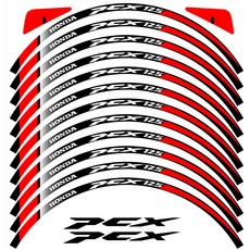 라이더무드 혼다 PCX125 리플렉티브 휠 스티커 빛 반사 튜닝 타이어 반사 데칼 필름 DIY 방수, 05-20년식 아웃라인 레드, 1개
