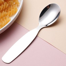 26年新款不鏽鋼餐具家用創意寶寶兒童餵養寬柄加厚甜品叉輔食勺, 1個, 1個, 兒童勺