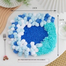 이끼 컵받침 펀치니들 자수 키트 DIY 티코스터 만들기, 깊은 바다, 1개