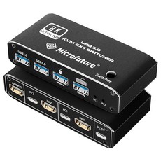 8K@60Hz KVM 스위치 2X1 1개 모니터 2개 컴퓨터용 HDMI 2.1 4개 USB 3.0 장치 핫키가 있는 C 선택기 4K@120Hz 2K@144Hz 10, 8K@60Hz KVM 스위치 2X1, 1개 모니터, 2