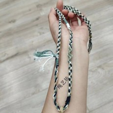 藏式手搓棉繩掛脖項鏈繩蜜蠟文玩佛牌唐卡繩手工編織弔墜掛繩, 1個, 藍白綠細款