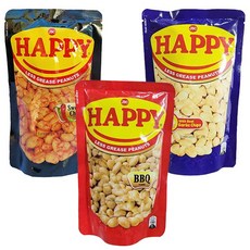 Happy peanuts 3종 세트 (BBQ Sweet Chili Garlic) 해피 피넛 3종 세트(비비큐 스위트 칠리 갈릭), 3개, 100g