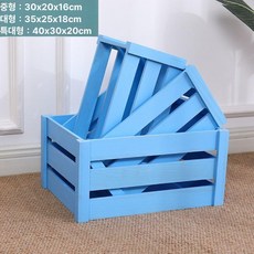 레트로 나무상자 소품박스 직사각형 인테리어 목재색, 소형 25 15x14cm 비펀칭 디테일 외부, 1개, 블루 외부 펀칭 로고 없음