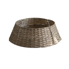 GHSHOP 크리스마스 스탠드 트리 트리 스탠드 베이스 커버 장식 컨트리 베이스 스탠드 커버 인공 나무 스커트 바구니, 작은 회색, 인공섬유 철
