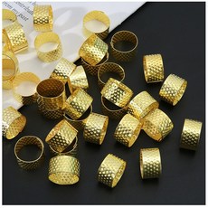 可調節頂針圓形指套家用加厚手工金屬金色頂針箍縫紉工具指環套裝, 20個金色頂針, 1個
