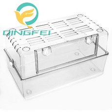QingFei 49全景透明飼養籠 倉鼠籠 可堆疊 高透視 適用於20.5cm跑輪, 1個, 空籠, 透明