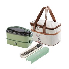 직장인 스텐 도시락 대용량 학생 도시락 다단 프리 코디 피크닉 보온 런치박스, 1세트, 연두색(2단)