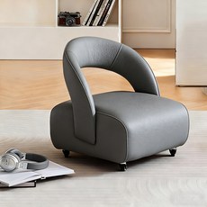 CABICO 편안한 소프트 데이킨 쿠션 무빙 바퀴달린 등받이 작은 의자 앉은뱅이의자 스툴의자, 그리즐리, 1개