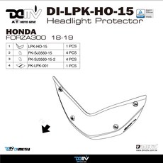 DIMOTIV DI-LPK-HO-15 HONDA FORZA300 (18-19) 車頭燈護罩，保護燈具，提升外觀, 螢光藍, 1個
