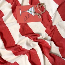 CRT 063 탐나요 면20수 테리 스트라이프 패턴 스판 패브릭 단가라 타올지 원단 대폭 천, 1개, 다홍