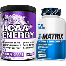 Evlution ZMatrix Magnesium and Zinc Post Workout Supplement (60 Servings) Plus Replenishing BCAAs