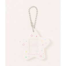 WEGO/컬러풀 스타 ID 사진 케이스 열쇠고리 화이트, 흰색