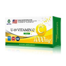 U-19 維他命C 1000mg 美國原裝進口 高劑量 維生素C 錠, 5盒, (贈10片口罩), 30顆