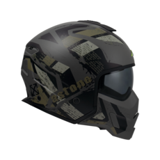 ASTONE SK6-VA1彩繪可拆式全罩安全帽，全罩式設計，可拆洗內襯，通風透氣，守護您的騎行安全, 平暗灰/綠