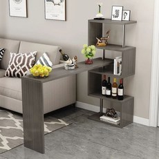 바 테이블 공간활용 ㄱ자 식탁 미니홈바 와인 진열대