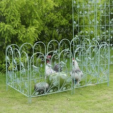 철제 울타리 화단만들기 나비 엔틱 야외 경계 꽃과, 65 x 70 블랙 4개