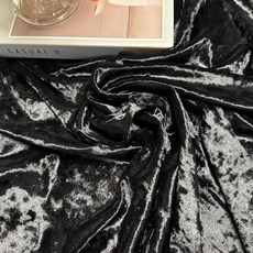 CRT 023 탐나요 빈티지 패턴 벨벳 스판 원단 무늬 패브릭 무지 대폭 천, 1개, 블랙