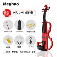 일렉 바이올린 전자 입문용 연습용 4/4 사일런트 전자악기 세트 E 블랙, 1개, 메가호 레드, 기본 모델명/품번