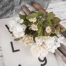 LIFE MASTER 洋甘菊花束 仿真花 居家裝飾 拍照道具, 1個, 白色