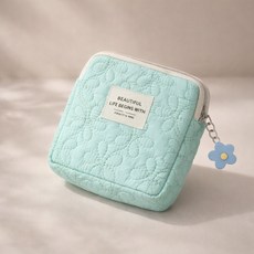 파스텔 플라워 누빔 미니 파우치 화장품 생리대 동전지갑