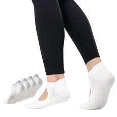 CoolMate 여성용 그립이 있는 필라테스 양말 요가 양말 바용 미끄럼 방지 크루 여성용 발렌타인 데이 선물 A-03b. 오픈 탑 화이트 2쌍