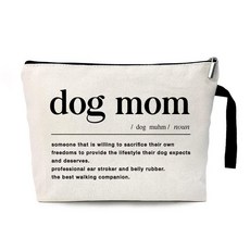 ZHANTUONE Dog Mom 화장품 가방은 참신하고 독특한 디자인일 뿐만 아니라 스위치로 신뢰할 수 있는 금속 지퍼로 안전하고 실용적입니다 화이트., 화이트, 1