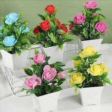 작은 미니 조화 화분 플랜테리어 인테리어 조화 테이블 장식 선물용, 옐로우