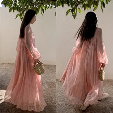 Yellwel 여성 여름 원피스 따뜻한 휴가 바람 눈꽃 부서진 꽃무늬 원피스 시스루 롱 드레스 DJP