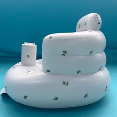 寶寶學坐椅 嬰兒充氣沙發學坐神器 兒童放摔訓練椅多功能學坐餐椅, 橄欖圖案