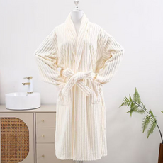 앨라모 극세사 프리미엄 호텔 샤워가운 파인애플 패턴, 화이트, 1개