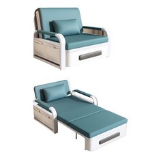 貓抓皮沙發床 海綿乳膠填充 鋼質框架 附贈抱枕 寵物友善, 藍色