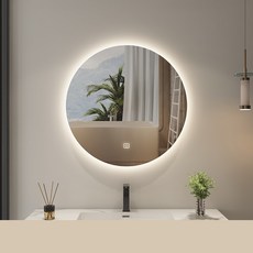 LED觸控圓形浴室鏡, 50公分單觸摸+白光