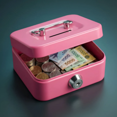 루미에 미니 금고 지폐 저금통, 핑크, 1개