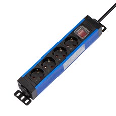 파워존 유커먼 고용량 알루미늄 4구 멀티탭 4000W 에어컨 냉장고 멀티콘센트 과부하 파워탭, 4구5m 블루, 1개, 통합스위치(베이직)